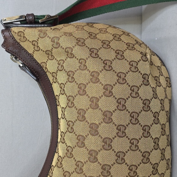 ✨️GUCCI GG Canvas Web Half Moon Crossbody Bag - Picture 7 of 16